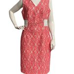 Worthington Women's Sleeveless V-neck Pink and White Lace Dress Size 12 Wedding Photo 0