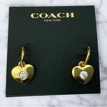 NWT  Heart Huggie Earrings - Gold Comes on Coach Earring Card Photo 3