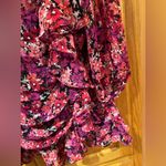 EXPRESS Pink Floral Print Long Sleeve Faux Wrap Ruffle Mini Dress Size XXS Photo 3