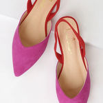 Lulus Mae sling back color block pointed toe flats women’s size 9 red fushia Photo 0