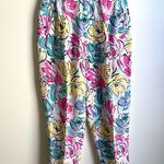 Esprit Vintage 80s Linen/Rayon Tapered Floral Pleated Pants Made in Italy Small Photo 0
