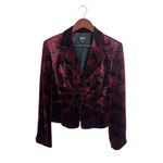 Adrianna Papell Boutique Blazer 10 Red Black Paisley Velvet Jacket Goth Witchy Photo 2
