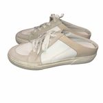 Vince White & Taupe Leather & Suede Kess Slip On Lace Up Sneakers Mules size 8.5 Photo 2