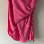 ZARA snake print Satin hot Pink Slip Dress faux wrap spaghetti straps mini party Photo 6