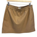 Aritzia Babaton Flags Vegan Leather Mini Skirt Tan large Photo 0