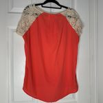 Maeve  Cream Lace Cap Sleeves Orange Blouse Short Sleeve Top Size Small Anthro Photo 1