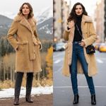 BCBGMAXAZRIA  100% Leather Sueded Shearling Coat Size Medium Old Money Mob Wife Photo 1