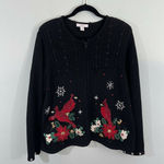Dress Barn Vintage Women's Black Cardinals Embellished Holiday Sweater Size L Photo 0