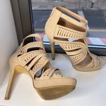 Apt. 9 Elegant Beige Strappy Women's Peep Toe Heels Photo 6
