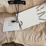 ZARA NEW Ruched Bustier Crop Top Tan White Mini Check Photo 4