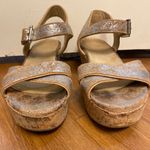 Stuart Weitzman  Playdate 7.5 Crackled Sliver Wedge Sandals Photo 0