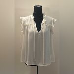J.Crew - White Ruffle Trim Tank Top Size M Photo 1