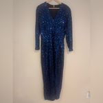 Lilli Diamond Original 60s 70s TRUE VINTAGE Blue Maxi Sequin Dress Long Sleeve L Size L Photo 1