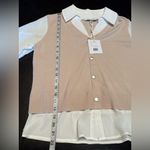 Sioni Mixed Media Long Sleeve Top Tan Size M Photo 10