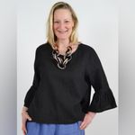 Bryn Walker Fran Basic Light Linen Round Neck Ruffle 3/4 Bell Sleeve Top Size L Photo 7