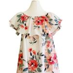 Adrienne Dress Tropical Floral On Off Shoulder Ruffle Neckline Sleeveless Small Photo 0