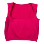 Hot Pink Square Neck Sleeveless Crop Top Stretchy Rib Knit Fits Medium Photo 5