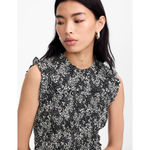 Madewell  Smocked Crewneck Mini Dress Harper Floral Boho Black White US 00 NWT Photo 4