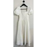 ASTR  the Label Bow Detail Smock Bodice Cotton Blend Dress in White Size Medium Photo 4