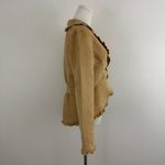 Faded Glory  Y2K Tan Blonde Faux Suede V Neck Ruffle Trim Button Up Blazer Jacket Photo 3