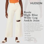 Hudson  Rosie Distressed‎ High Rise Wide Leg Ankle Jeans Size 34 Ecru Vintage Photo 4