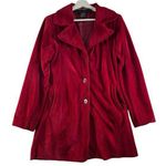 Formula X Small S Pea Coat Vintage Velour Fleece Lined 3 Button Jacket Pockets Red Photo 0
