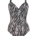 MiracleSuit Metallic Silver Chevron Python Siren OnePiece Swimsuit Size 8 NWT Photo 2