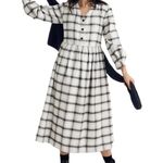 Madewell Cotton Button Up Flannel Plaid Midi Dress in Blue Multicolor Photo 14