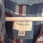 American Eagle  cozy cabin cropped blue plaid flannel xsmall Photo 4