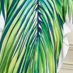 Tropical Palm Fronds Kaftan Maxi Dress Silky OS NEW Green Photo 2