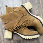 Source Unknown Tan Suede Lace-Up Ankle Boots Photo 0