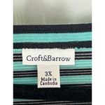Croft & Barrow Croft & Barrows Women’s Sz 3x Green Black Stripes Ribbed 3/4 Zip Sleeves Top NWT Photo 4