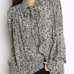 Free People  Modern Muse Black Snakeskin Oversized High Low Top - Size- Medium Photo 0