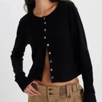 Free People NWT  Nocturnal Solid Cashmere Wool Cardigan Button Down Black XS $128 Photo 10