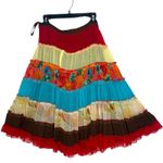 Boston Proper  Tiered Midi Skirt Size 10‎ Patchwork Festival Hippie BOHO Flowy Photo 0