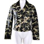 Michael Kors Camo Jacket Faux Leather Bomber Smoky Olive Size S New with Tag Photo 0