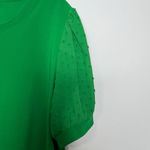 CeCe Blouse Women's Size M Short Puff-Sleeve Top Spring Green Office Casual Photo 2