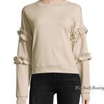 FOR THE REPUBLIC NWT Sweatshirt Beige French Terry Ruffled Sleeve Size S $58 Photo 0