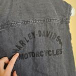 Harley Davidson Motorcycles Size Small Womens Sleeveless Jean S Button Down Top Blue Photo 6