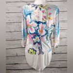 Fresh Produce  Tunic Top 3/4 Sleeves White/Gray Floral Print-Large Photo 1