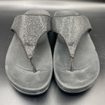 FitFlop  Womens Lulu Glitter Toe Post Strap Leather Sandals Flip Black‎ Size 10 Photo 0
