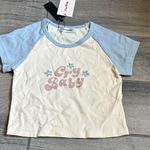 Cry Baby  Cream and Blue Women's Raglan Tee Photo 0