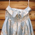 Mac Duggal  20726 Blue Strapless Brocade Midi Dress with Pockets Photo 14