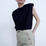 ZARA Sea Green Denim Bermuda Shorts Photo 3