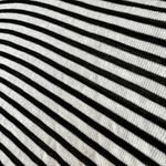 Free People Beach XS Cream Black Knit Striped Ruffle Knit Top Blouse Cap Sleeve Photo 3