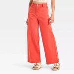 Universal Threads Universal Thread Women's High-Rise Corduroy Sailor Wide Leg Ankle Jeans Red 12 Photo 4