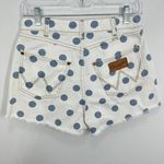 Billabong Wrangler White & Blue Polka Dot Denim Shorts Frayed Hem High Rise Tan Size 26 Photo 5