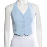 Christian LaCroix  Blue Sleeveless Button Down Cami Halter Crop Vest Tank Top 4 Photo 0