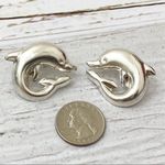 Sterling Silver Vintage  Chunky Dolphin Earrings Photo 1