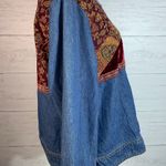 Parisian Vintage WORKS sz M velvet/jacquard Design Denim Jacket Photo 5